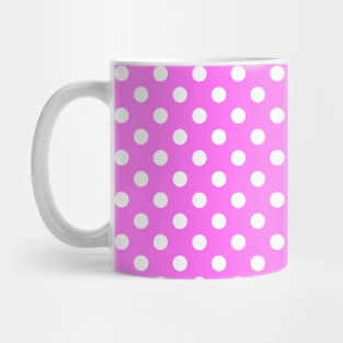 White Polka Dots Pattern on Pink Background Mug